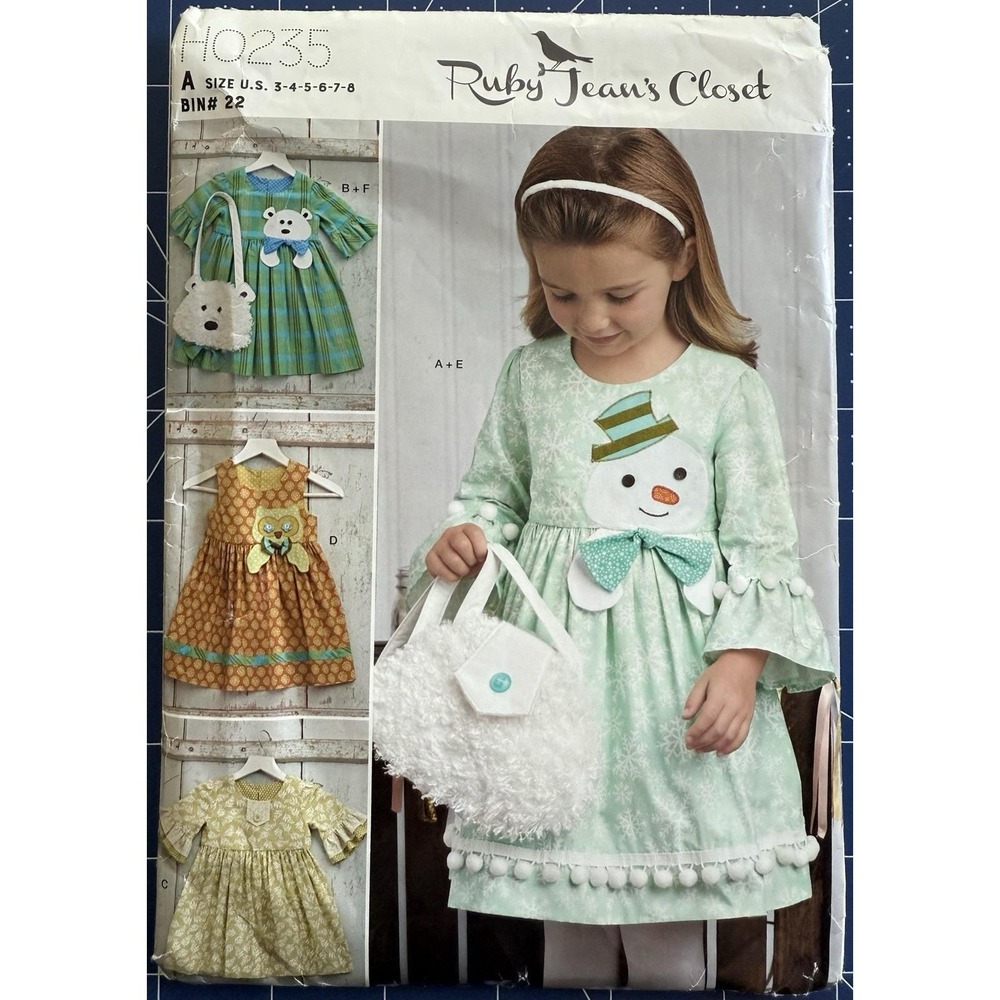 Simplicity Pattern H0235 Girls‎ Dress & Purse Designer Ruby Jean's Closet Sz 3-8
